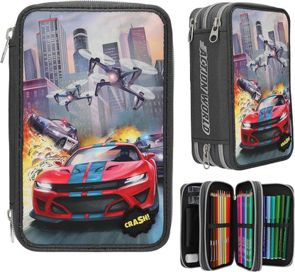 Dino World - Triple Pencil Case With Led Drone (0413981)
