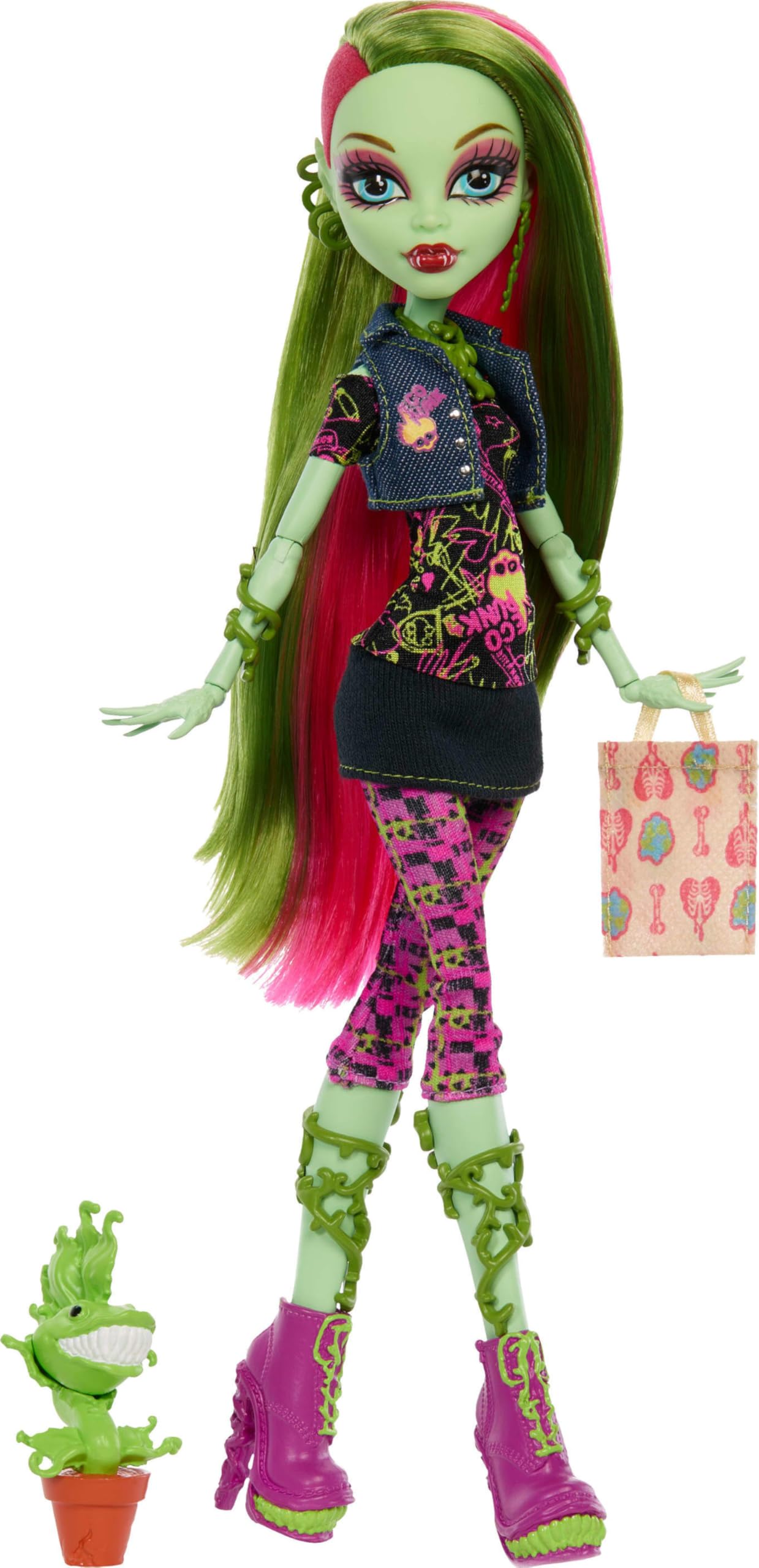Monster High Boo-riginal Creeproduction Doll, Venus McFlytrap Collectible Reproduction with Doll Stand, Diary, and Pet Chewlian, JHK58