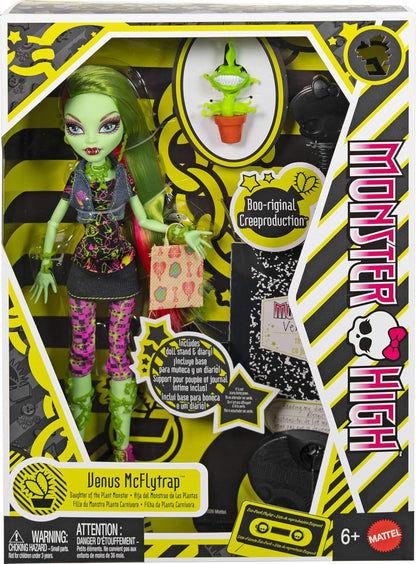 Monster High Boo-riginal Creeproduction Doll, Venus McFlytrap Collectible Reproduction with Doll Stand, Diary, and Pet Chewlian, JHK58