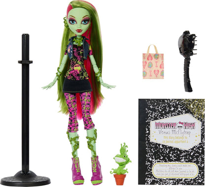 Monster High Boo-riginal Creeproduction Doll, Venus McFlytrap Collectible Reproduction with Doll Stand, Diary, and Pet Chewlian, JHK58