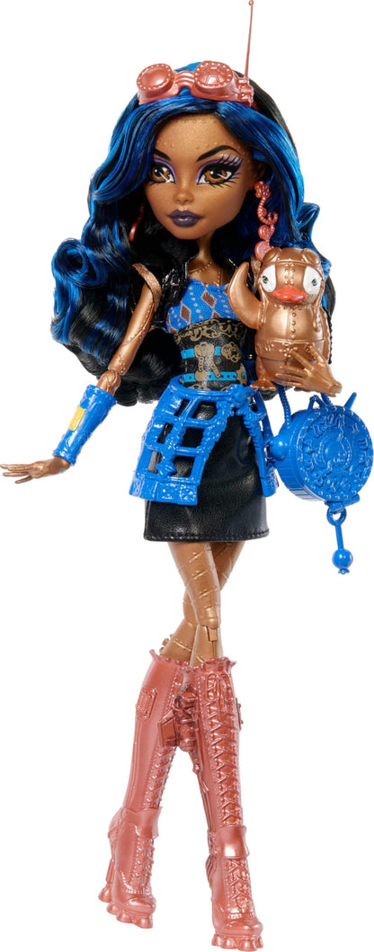 Monster High Boo-riginal Creeproduction Doll, Robecca Steam Collectible Reproduction with Doll Stand, Diary, and Pet Penguin Captain Penny, JHK59