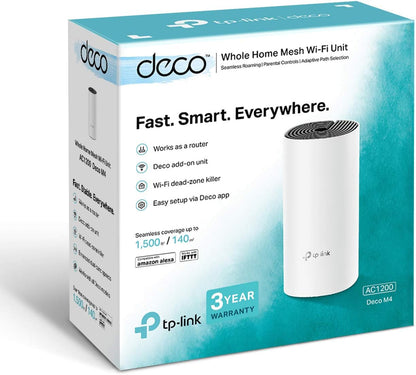 TP-Link Deco M4 Router WiFi AC1200Mbps WiFi Router WiFi Extender Booster, Add on Single Unit for All Deco Mesh WiFi System, Gigabit Ethernet Ports, Easy Setup, Internet Booster Routers, WiFi Booster
