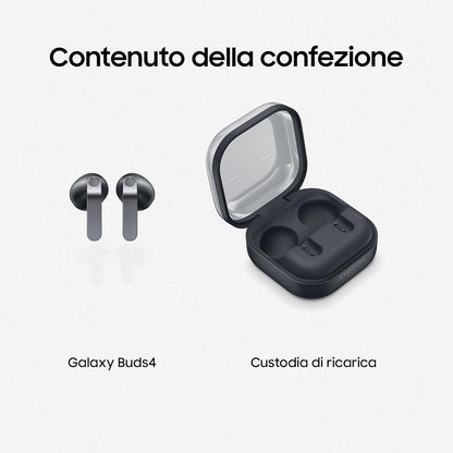 Samsung Galaxy Buds4 Black, Auricolari Bluetooth Wireless, Equalizzatore Adattivo, Chiamate Cristalline, Audio a 360°, ANC, Controllo Adattivo del Rumore, Galaxy AI con Comandi Vocali