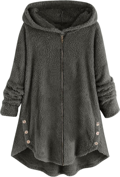 Plus Size Long Winter Coats Coats and Jackets Fall Jackets 2024 Trendy with Hood Long Sweater Coats for Women, Gray, Large