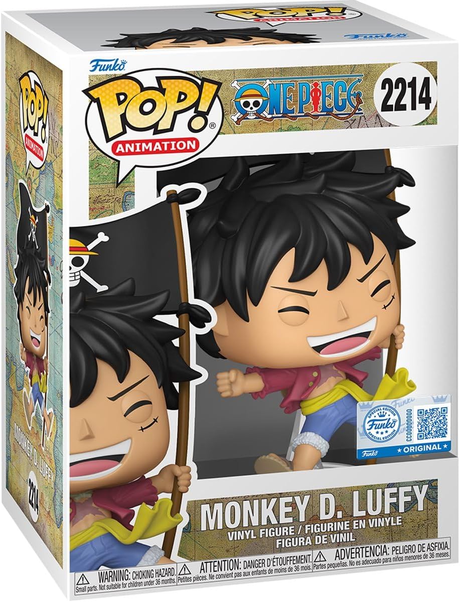 Funko One Piece Metallic Monkey D Luffy with Flag Exclusive Pop Vinyl Figure 2214