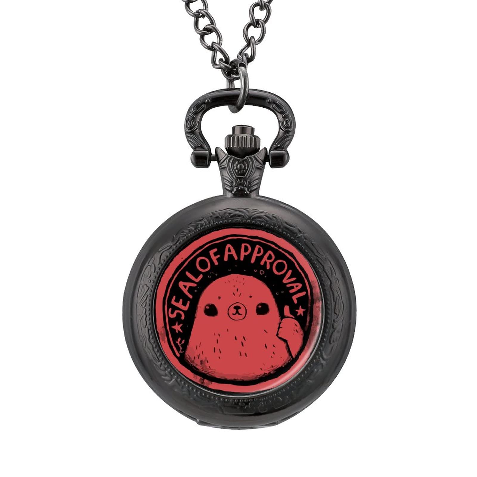Cute Seal Alloy Clock Vintage Pocket Watch Cute Hang Watches Pendent Necklace