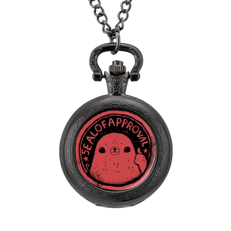 Cute Seal Alloy Clock Vintage Pocket Watch Cute Hang Watches Pendent Necklace