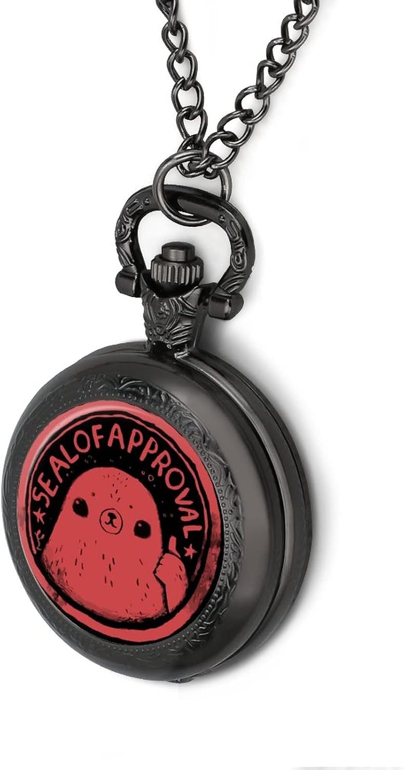 Cute Seal Alloy Clock Vintage Pocket Watch Cute Hang Watches Pendent Necklace