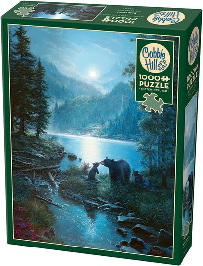 Cobble Hill 1000 Piece Puzzle - Bear Night - Sample Poster Included