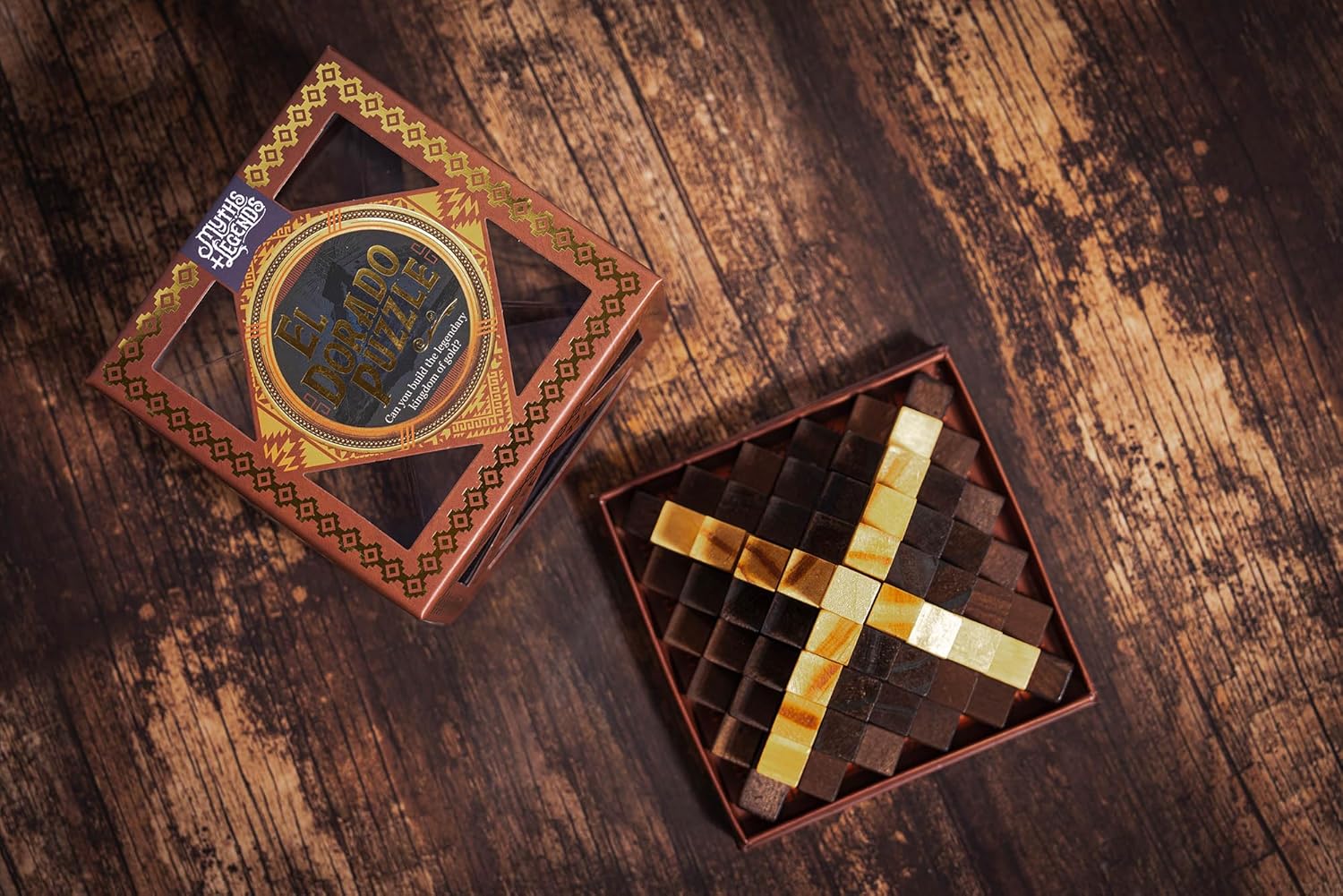 Professor Puzzle Myths & Legends El Dorado | Wooden Brainteaser Inspired by South American Myth | Build the Golden Temple | Mechanical Puzzle Gift for Adults & Teens