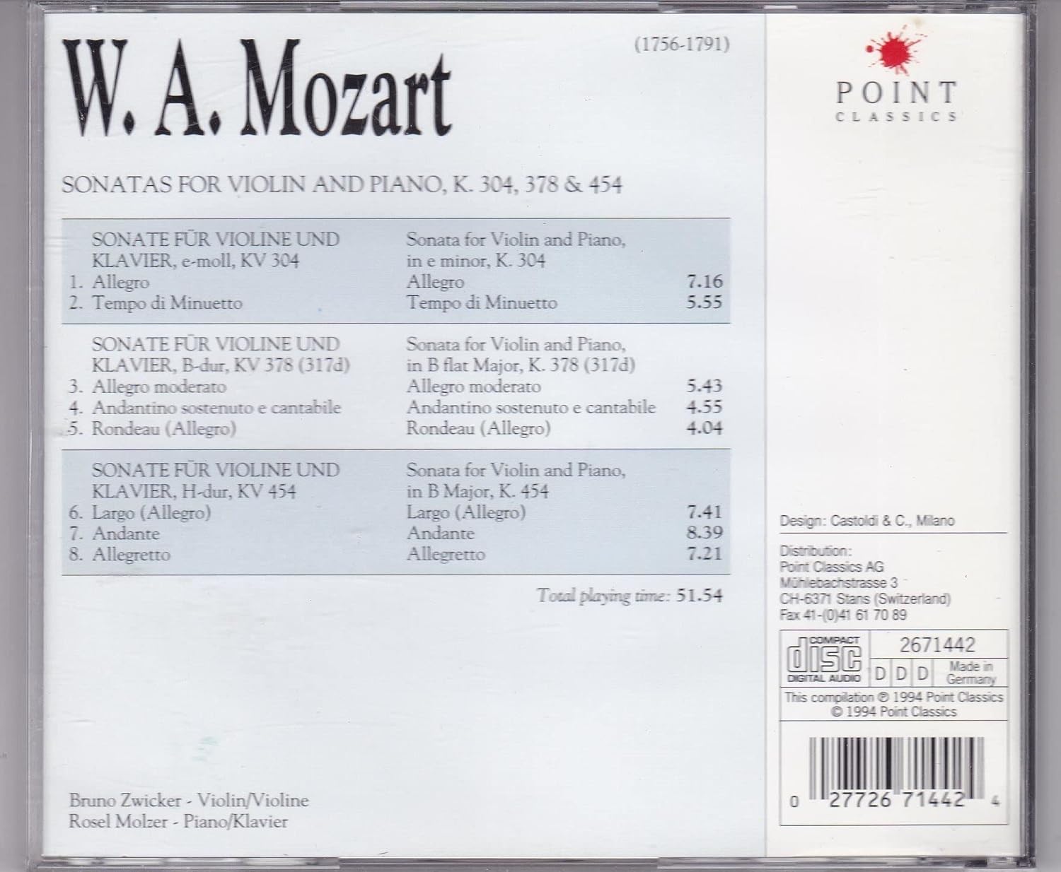 Mozart - Sonatas for Violin and Piano K. 304, 378 & 454