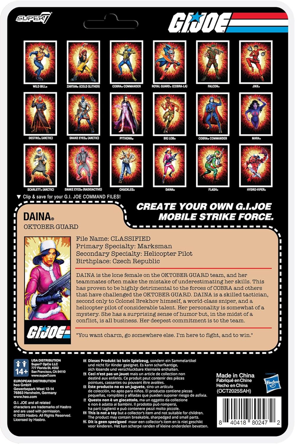 Super7 G.I. Joe Reaction+ Wave 07 Figurine d'action Daina (Dessin animé