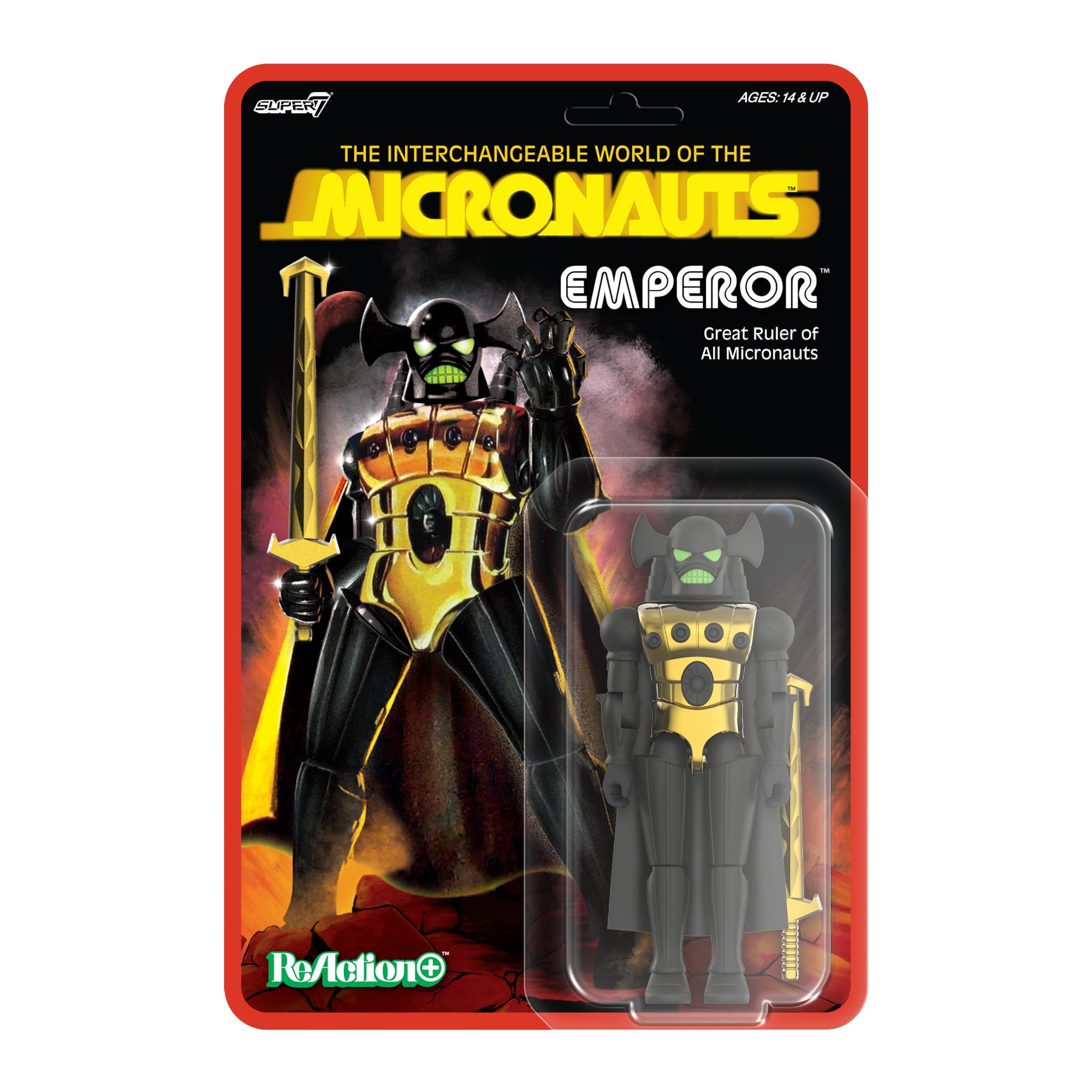 Super7 Reaction+ Micronauts Emperor - 4" Micronauts Action Figure with Accessories - Classic Sci-Fi Collectibles and Retro Toys