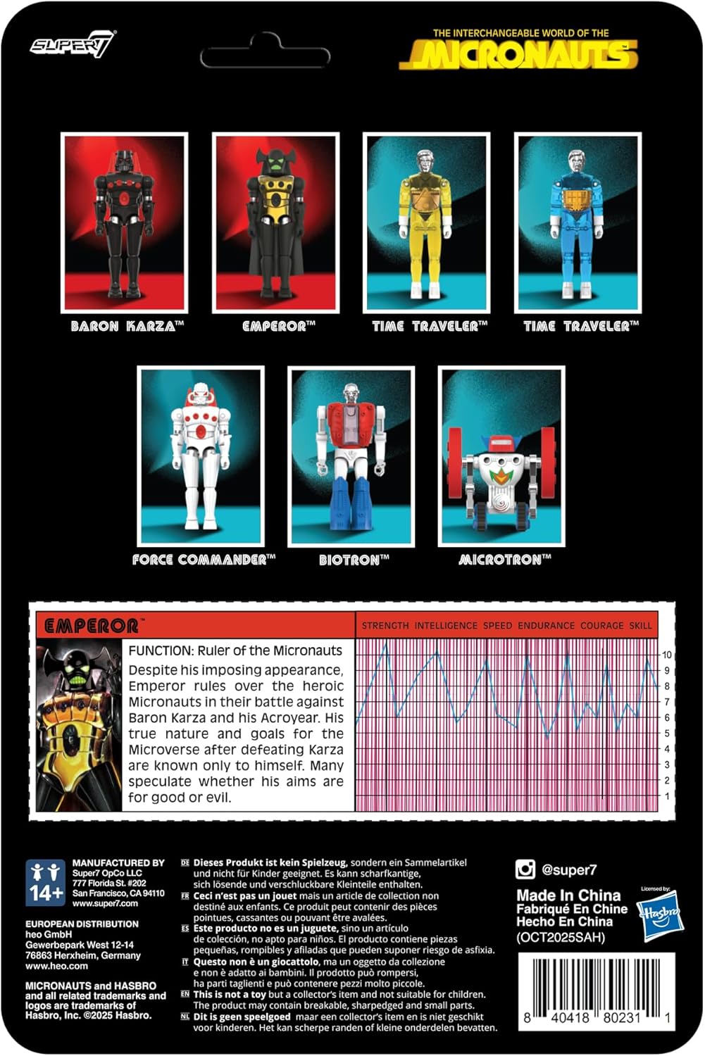 Super7 Reaction+ Micronauts Emperor - 4" Micronauts Action Figure with Accessories - Classic Sci-Fi Collectibles and Retro Toys