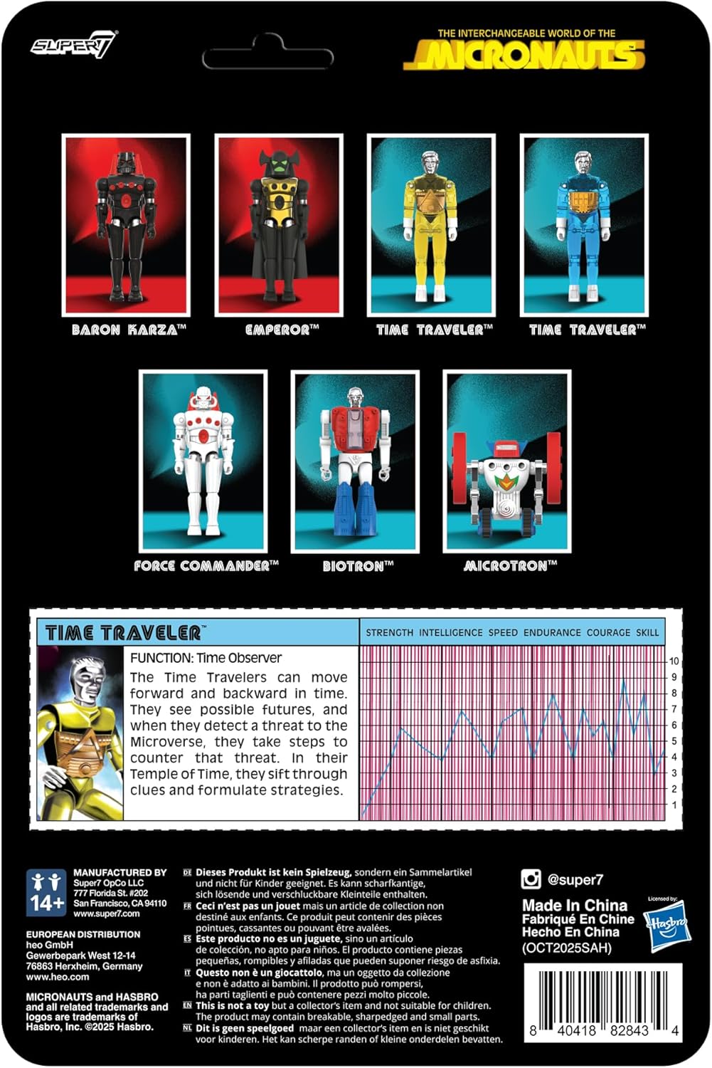 Super7 Reaction+ Micronauts Voyageur dans Le Temps (Jaune translucide) – Figurine Micronauts de 10,2 cm avec Accessoires – Objets de Collection Classiques et Jouets rétro