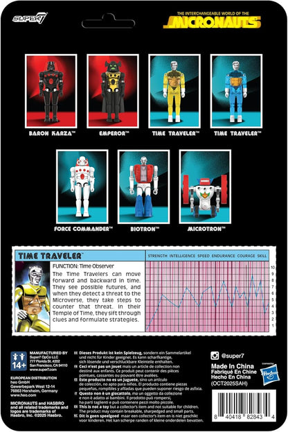 Super7 Reaction+ Micronauts Voyageur dans Le Temps (Jaune translucide) – Figurine Micronauts de 10,2 cm avec Accessoires – Objets de Collection Classiques et Jouets rétro