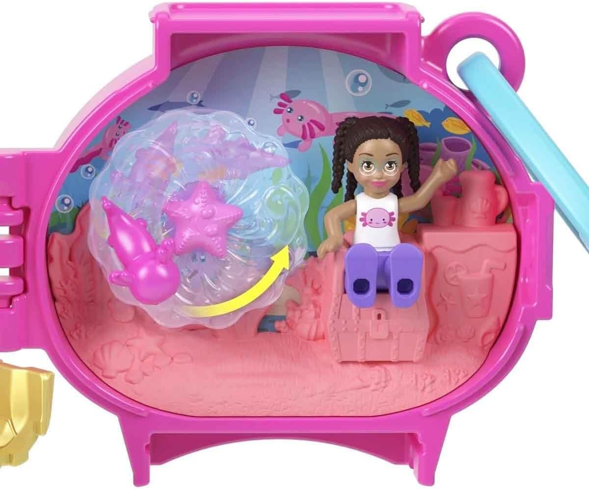 Polly Pocket Collectible Axolotl Pet Compact Playset for Girls Ages 4 and Up