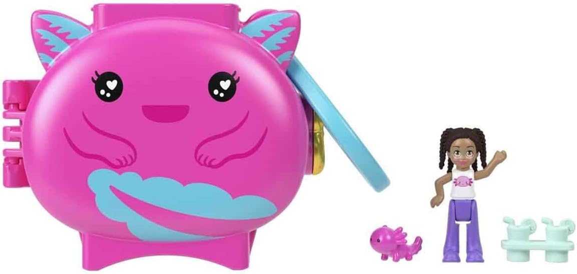 Polly Pocket Collectible Axolotl Pet Compact Playset for Girls Ages 4 and Up