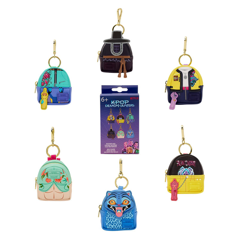 Loungefly Backpack Bag Charm: Netflix - KPOP Demon Hunters - Rumi, Derpy, Saja Boys and more - Mystery Box - 1 of 6 to collect - Styles may vary - Cute Collectables - Gift Idea - Official Merchandise, Loungefly KPOP Demon Hunters Rugzakhanger, Mystery Box