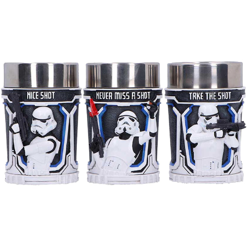 Nemesis Now Star Wars Stormtrooper Shot Glass Set of 3 - Collectible Resin Shot Glasses with 3D Sculpted Design, Stainless Steel Inserts, 8.7cm