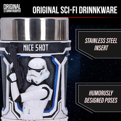 Nemesis Now Star Wars Stormtrooper Shot Glass Set of 3 - Collectible Resin Shot Glasses with 3D Sculpted Design, Stainless Steel Inserts, 8.7cm