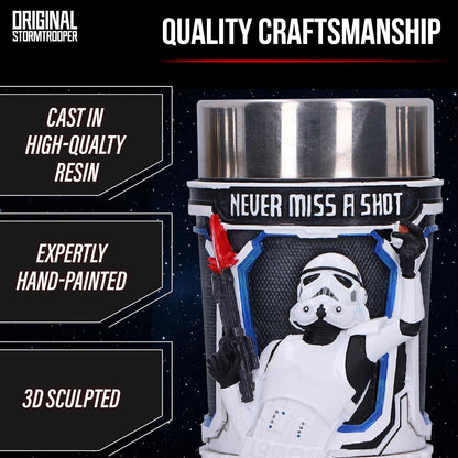 Nemesis Now Star Wars Stormtrooper Shot Glass Set of 3 - Collectible Resin Shot Glasses with 3D Sculpted Design, Stainless Steel Inserts, 8.7cm