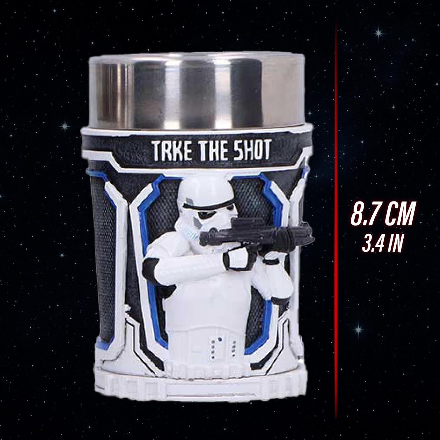Nemesis Now Star Wars Stormtrooper Shot Glass Set of 3 - Collectible Resin Shot Glasses with 3D Sculpted Design, Stainless Steel Inserts, 8.7cm