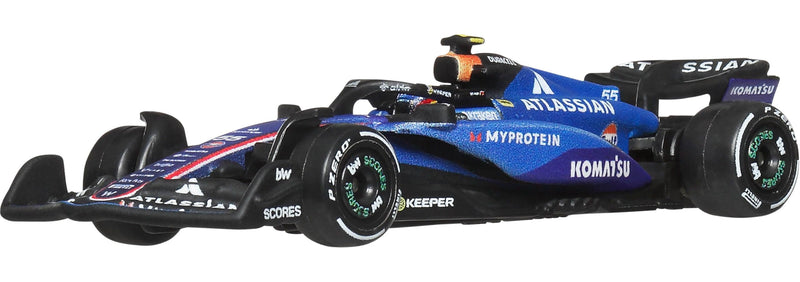 Hot Wheels 1:64 Scale Premium Die-Cast Formula 1 Atlassian Williams Racing – Carlos Sainz #55 Collectible Toy Race Car with Real Riders Tires & Metal/Metal Body & Chassis, JKD85