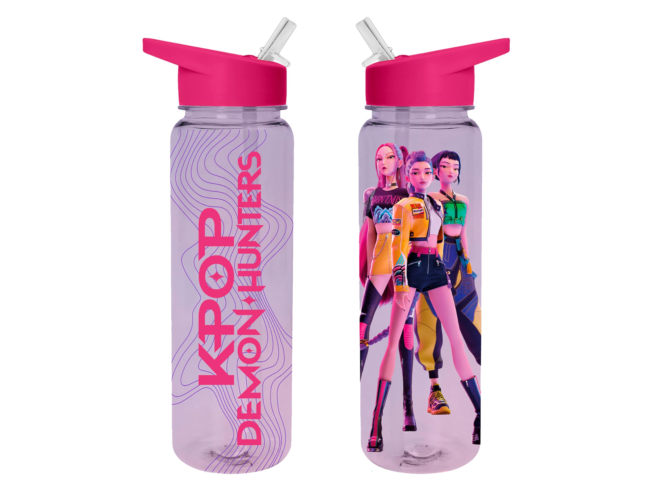 K-pop Demon Hunters (Trio Plastic Drinks Bottle, 24oz/700ml Capacity, Officially Licensed Product, Reusable K-Pop Water Bottle for Fans & Fitness