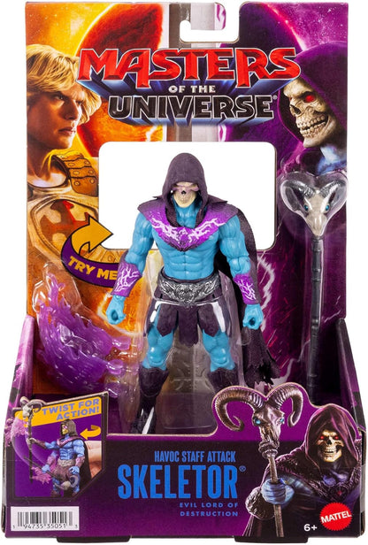 Masters of the Universe - Skeletor, action figure con scettro Havoc e movimento d'attacco rotante, design ispirato al cattivo del film Masters of the Universe 2026, 6+ anni, JKJ00