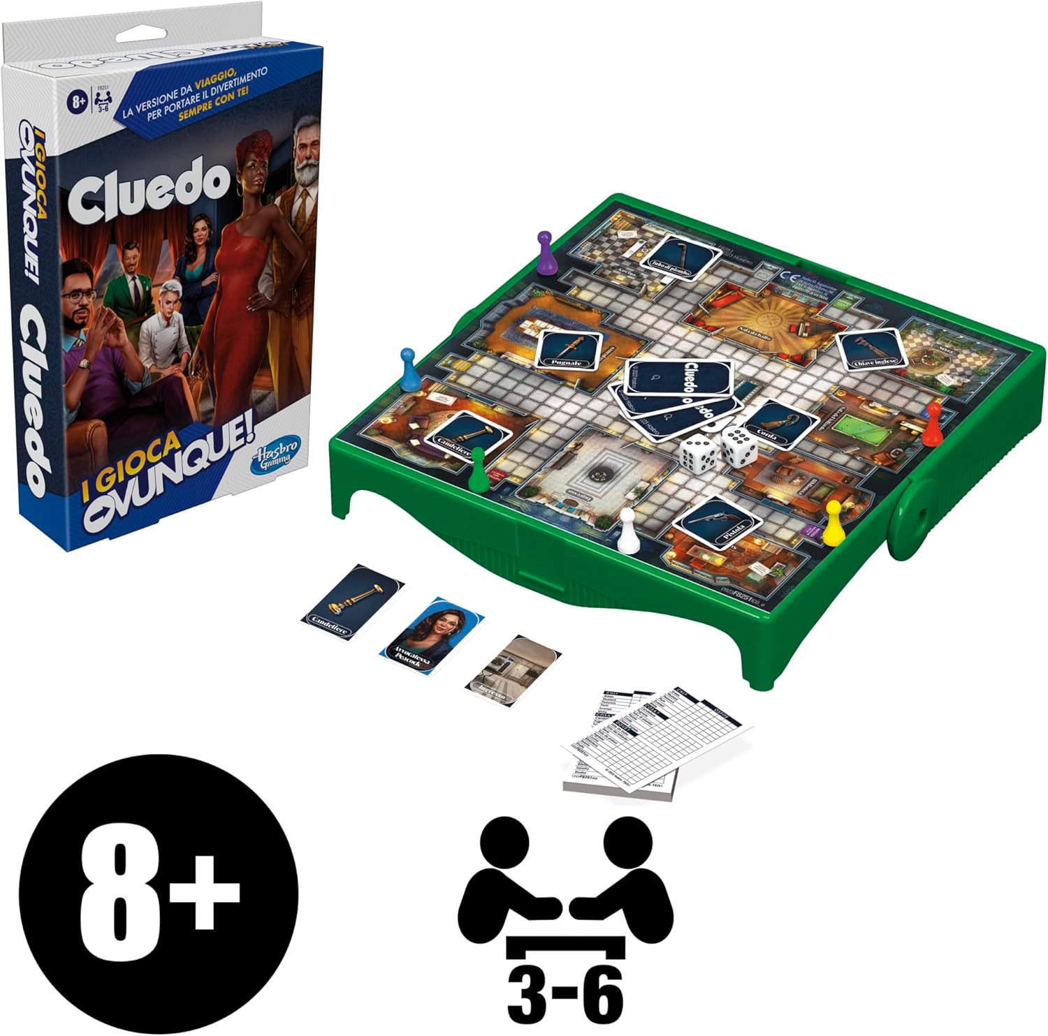 Hasbro Gaming Cluedo I Play Everywhere Portable Game Travel Board Games for Kids and Girls Age 8+ Mystery Toy and Riddles for 3-6 Players