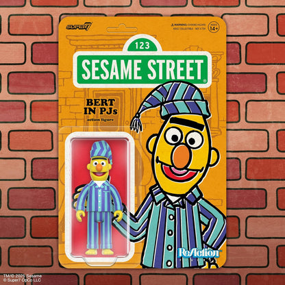 Super7 Reaction Figure Sesame Street Bert in PJs - 3.75" Sesame Street Action Figure - Classic TV Show Collectibles and Retro Toys