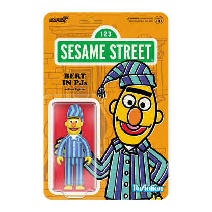 Super7 Reaction Figure Sesame Street Bert in PJs - 3.75" Sesame Street Action Figure - Classic TV Show Collectibles and Retro Toys