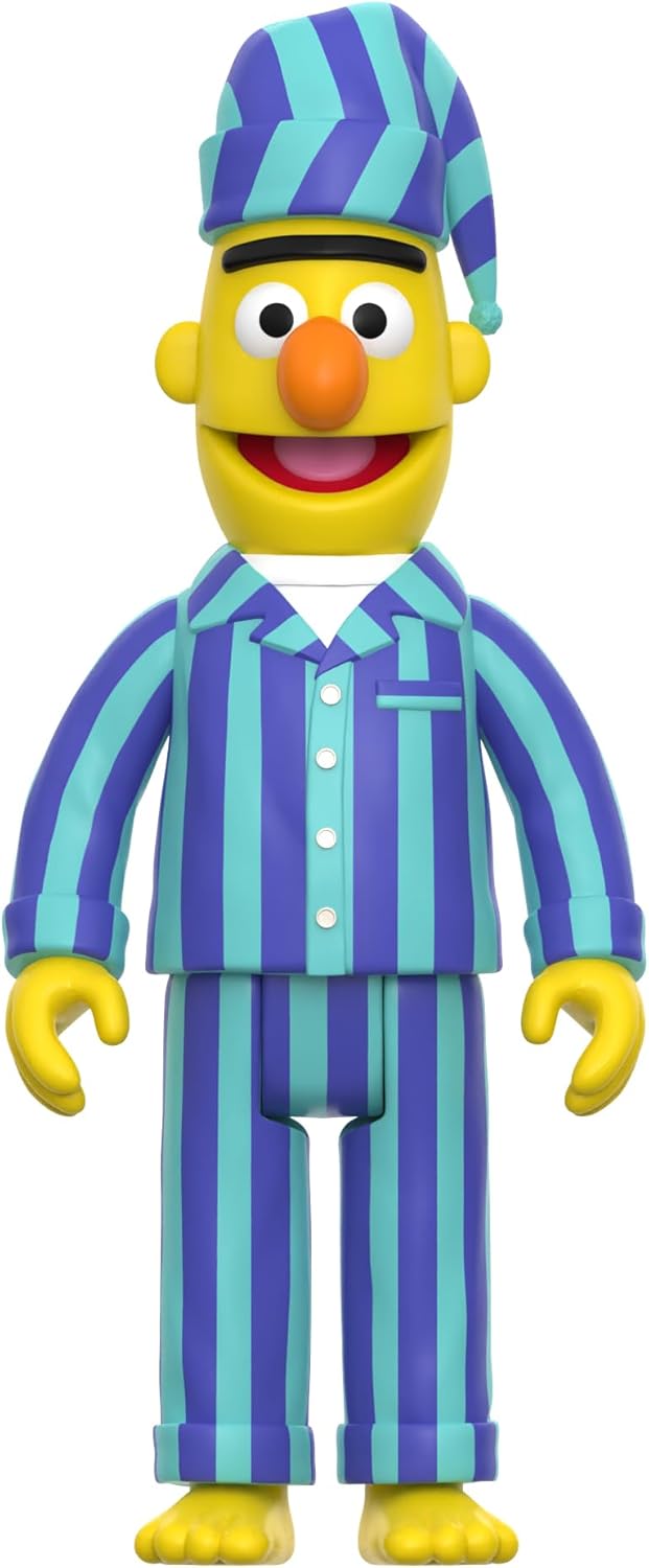 Super7 Reaction Figure Sesame Street Bert in PJs - 3.75" Sesame Street Action Figure - Classic TV Show Collectibles and Retro Toys