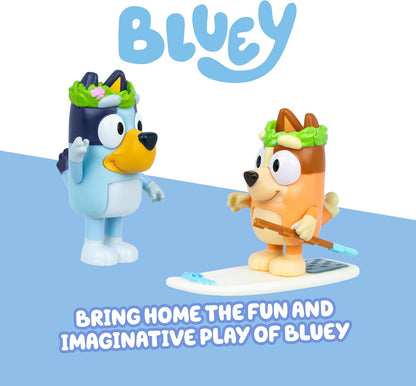Bluey Figuur 2-pack tapijt eiland. 2 afleveringen thema figuren met bewegende armen en paddleboard accessoires, 2,5-3" (6-7,6 cm) beweegbaar speelgoed voor kinderen. Maak momenten van The Episode Rug
