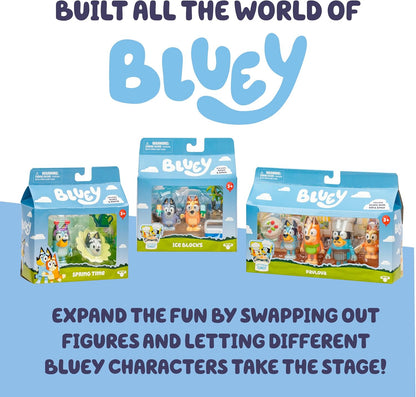 Bluey Figuur 2-pack tapijt eiland. 2 afleveringen thema figuren met bewegende armen en paddleboard accessoires, 2,5-3" (6-7,6 cm) beweegbaar speelgoed voor kinderen. Maak momenten van The Episode Rug