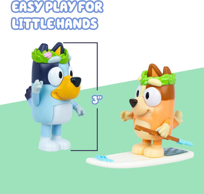 Bluey Figuur 2-pack tapijt eiland. 2 afleveringen thema figuren met bewegende armen en paddleboard accessoires, 2,5-3" (6-7,6 cm) beweegbaar speelgoed voor kinderen. Maak momenten van The Episode Rug
