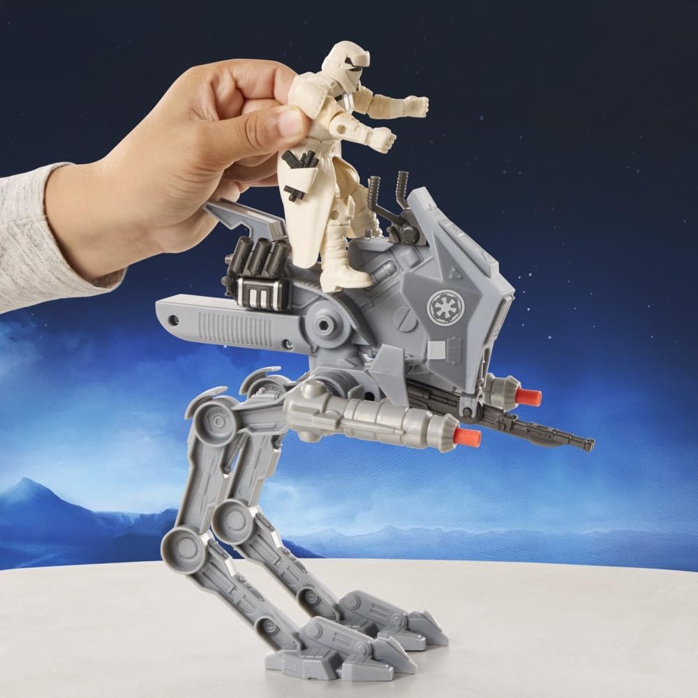 Star Wars ActionVerse AT-RT & Imperial Remnant AT-RT Driver, Action Figure & Vehicle, The Mandalorian & Grogu Toys for Boys & Girls Ages 4+