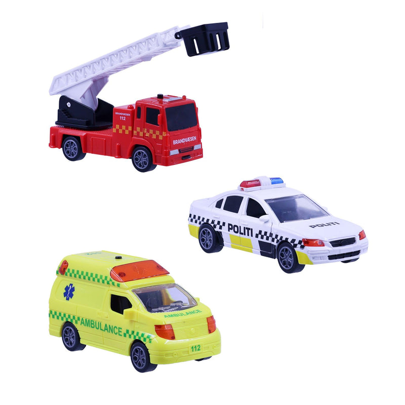 Motor 112 - Pullback Rescue Vehicles w.light & sound (3 pcs) (I-1600006