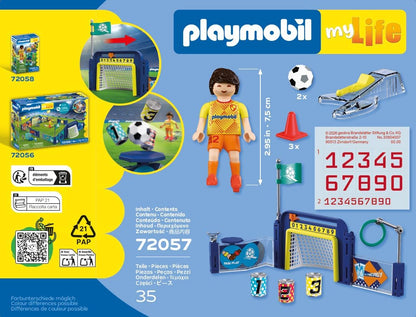 PLAYMOBIL My Life 72057 Voetbaltrainingsstation, trainingsplaats met doelwand en schietmechanisme, voetbalspeelgoed vanaf 4 jaar