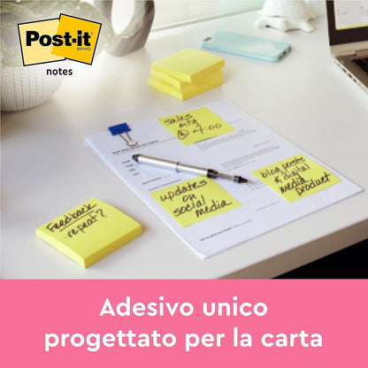 Post-it Foglietti Confezione da 18 blocchetti + 6 GRATIS, 100 Fogli per blocco, 76 mm x 76 mm, Colori Assortiti - Foglietti Adesivi Fogli Adesivi per Appunti, Elenchi & Promemoria