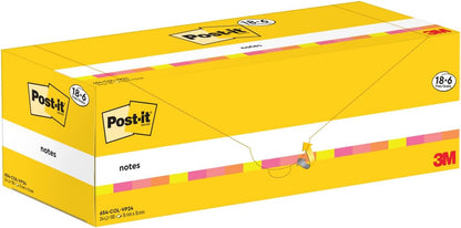 Post-it Foglietti Confezione da 18 blocchetti + 6 GRATIS, 100 Fogli per blocco, 76 mm x 76 mm, Colori Assortiti - Foglietti Adesivi Fogli Adesivi per Appunti, Elenchi & Promemoria