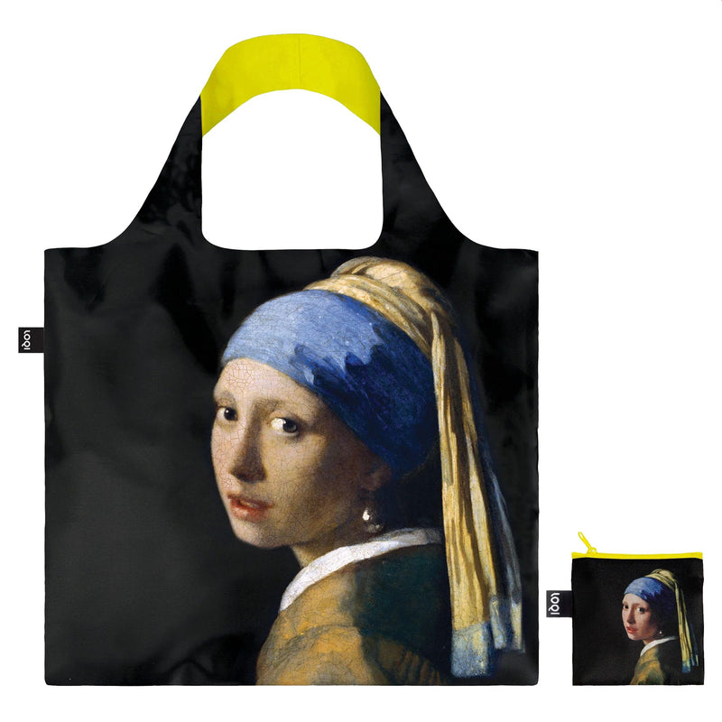 JOHANNES VERMEER Girl with a Pearl Earring Recycled: Gewicht 55 g, Größe 50 x 42 cm, Zip-Etui 11 x 11.5 cm, handle 27 cm, water resistant, made of polyester, OEKO-TEX certified, can carry up to 20 kg
