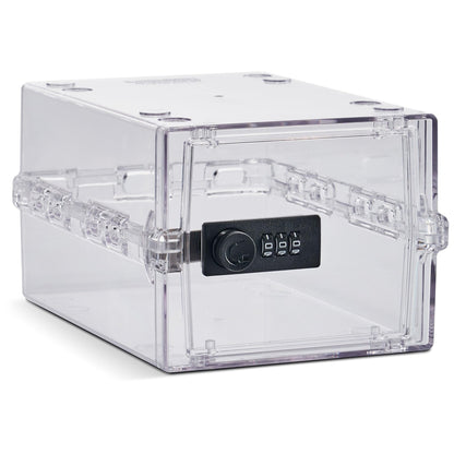 Lockabox Mini™ | Small Lockable Box with Combination Lock (3L) | Compact Storage Lock Box for Small Medicines, Snacks & Mobile Phones | External Size 22.3 x 15.4 x 12 cm (Crystal, Mini)