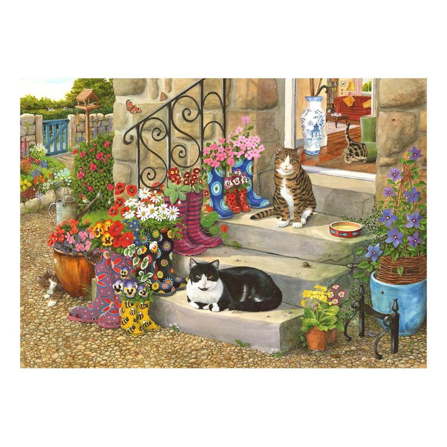 The House of Puzzles - Puss 'N' Boots Jigsaw - Big 500 Piece Jigsaws For Adults, Extra Large Pieces, Artist Illustrated, Scenic Landscape, Deluxe Puzzle Gifts