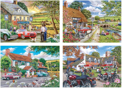 The House of Puzzles Tales From The Tavern Jigsaw Set - 4 x 500 Piece Jigsaws For Adults, Multi Puzzle Pack, Artist Illustrated, Deluxe Puzzle Gifts, Sustainably Made