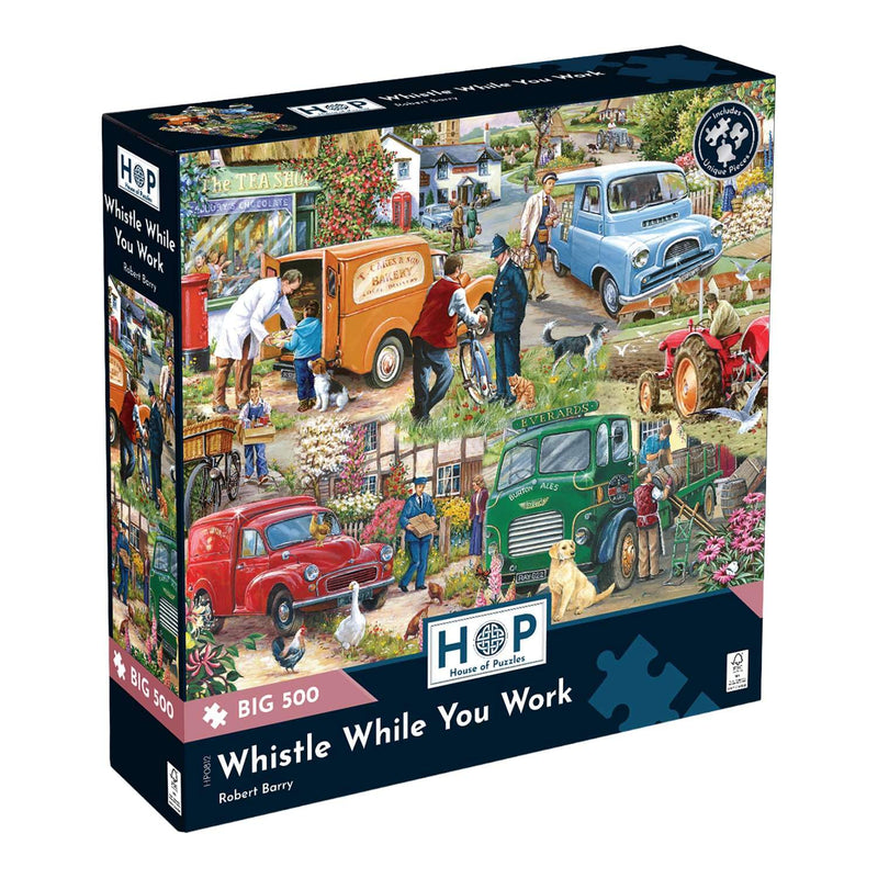 The House of Puzzles | Whistle While you Work BIG 500 Puzzle | Robert Barry Artist | Towns and Villages Theme | FSC® Certified Board | 500 Pieces | 19 x 27in
