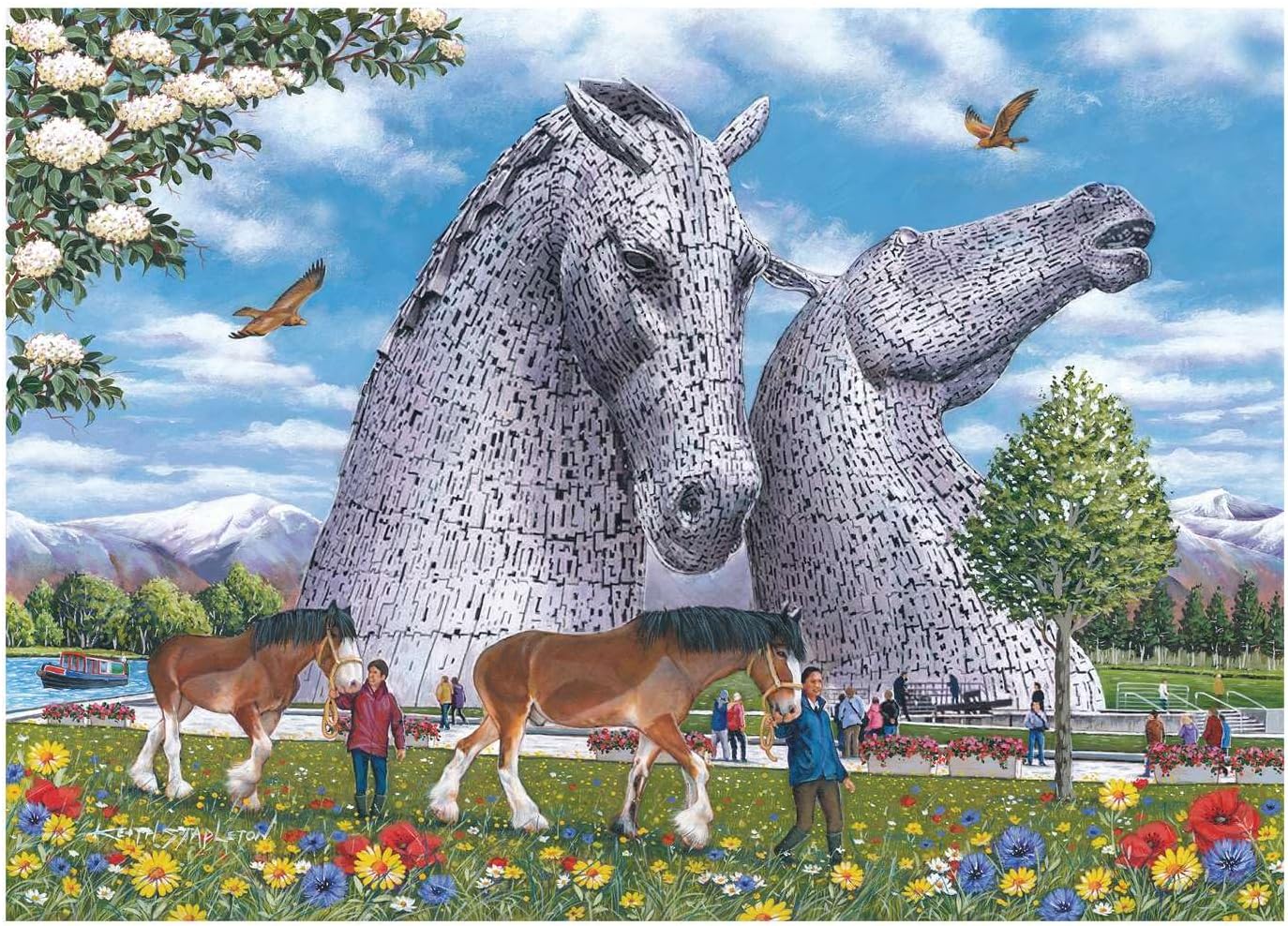 The House of Puzzles | The Kelpies 1000 Piece Jigsaw Puzzle | Animals & Wildlife Theme | Adult Jigsaw | Keith Stapleton | FSC Certified