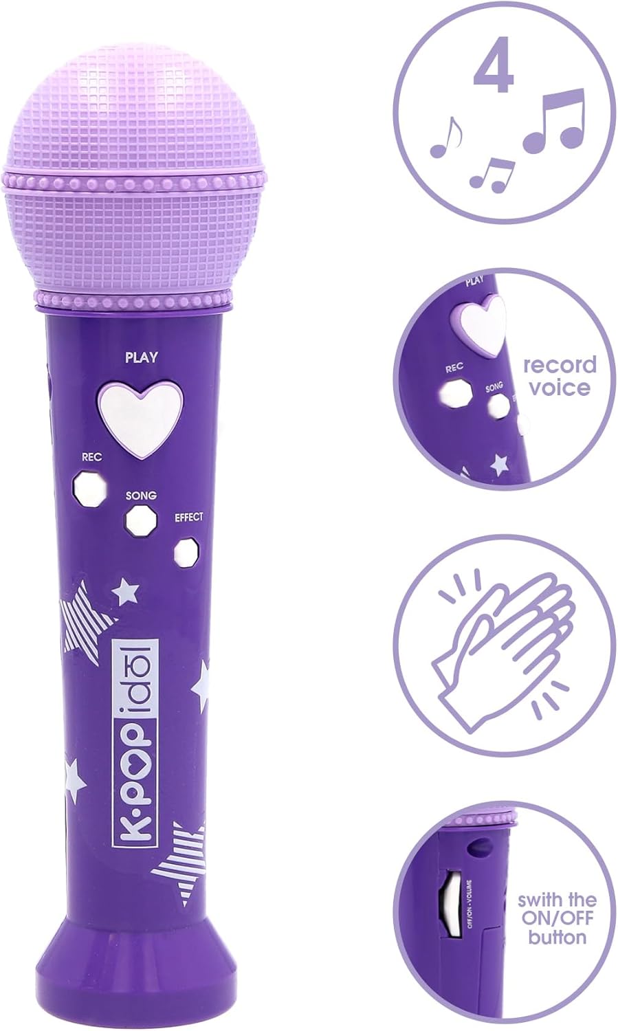 K Pop Idol muziekspeelgoed, microfoon, geïnspireerd door K-pop, met spraakopname, geïntegreerde geluiden voor een echte fans, vanaf 3 jaar