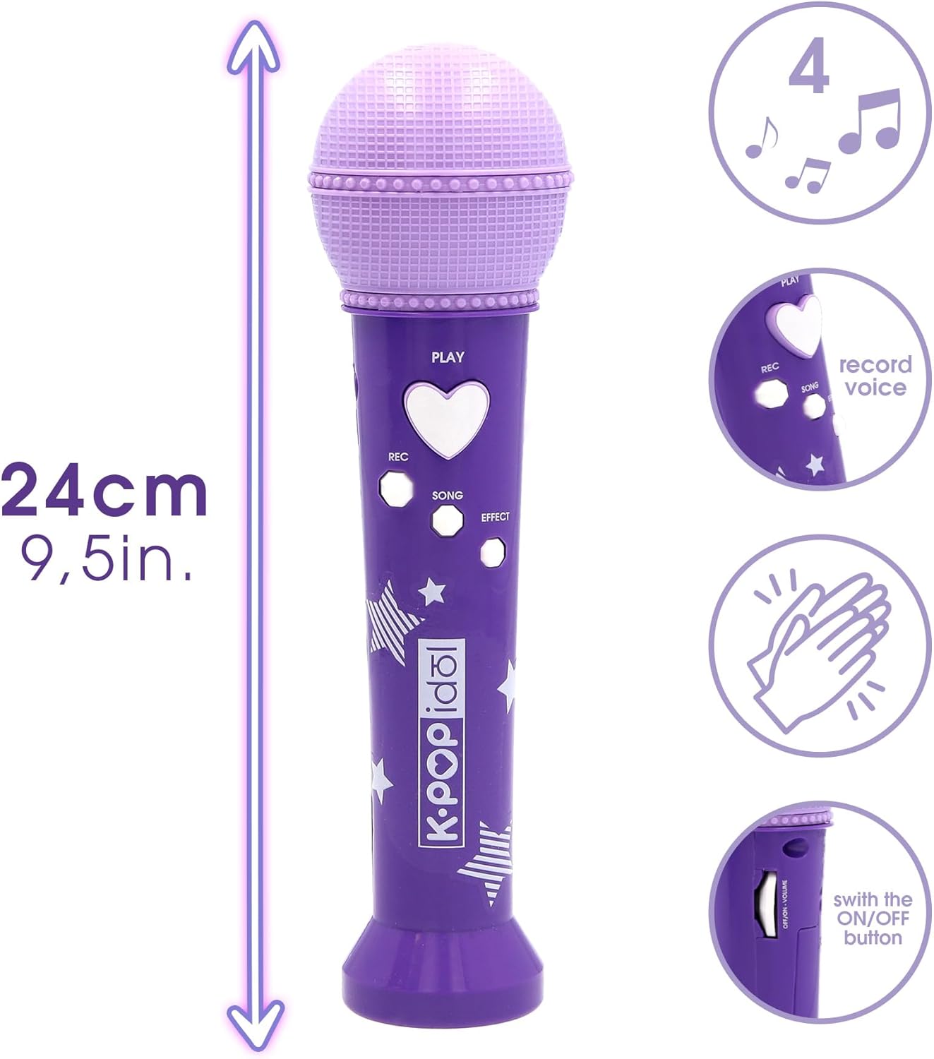 K Pop Idol muziekspeelgoed, microfoon, geïnspireerd door K-pop, met spraakopname, geïntegreerde geluiden voor een echte fans, vanaf 3 jaar